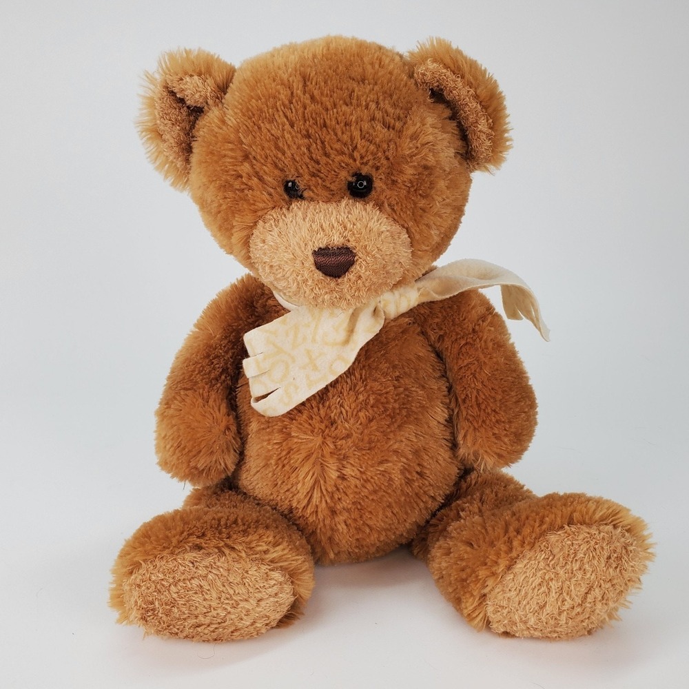 Ty Plush Chaucer Teddy Bear Brown Borders Exclusive 2008 Alphabet Scarf 11"